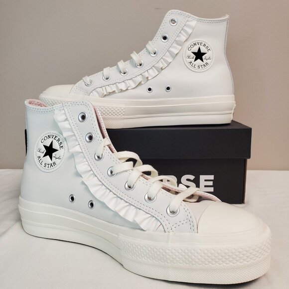 Converse CTAS LIFT HI Ruffle Platform High Top White Leather Womens A13388C New - Picture 7 of 12